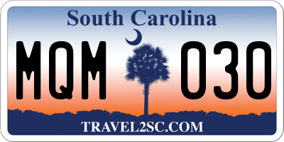SC license plate MQM030