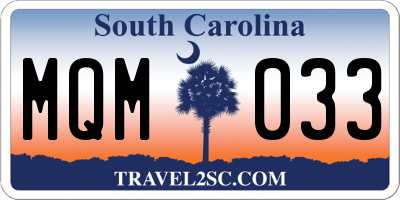SC license plate MQM033