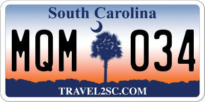 SC license plate MQM034