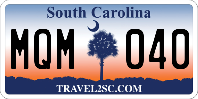 SC license plate MQM040