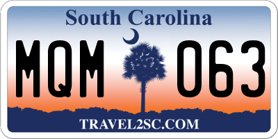 SC license plate MQM063