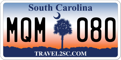 SC license plate MQM080