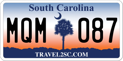 SC license plate MQM087