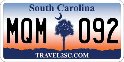 SC license plate MQM092