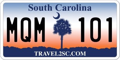 SC license plate MQM101