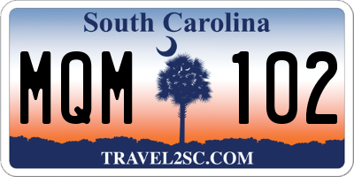 SC license plate MQM102