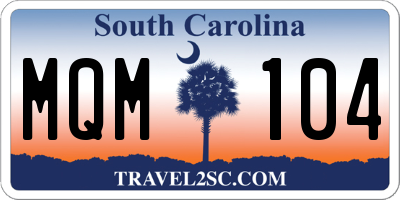 SC license plate MQM104