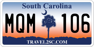 SC license plate MQM106