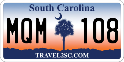 SC license plate MQM108
