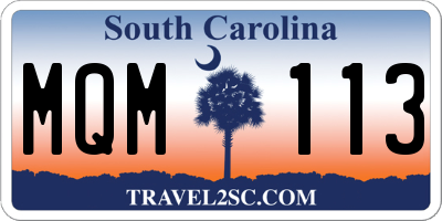 SC license plate MQM113