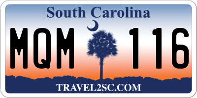 SC license plate MQM116