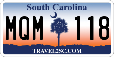 SC license plate MQM118