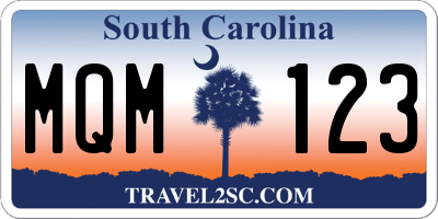 SC license plate MQM123