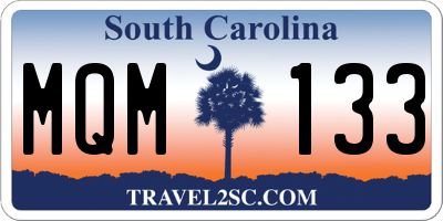 SC license plate MQM133