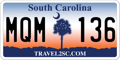 SC license plate MQM136