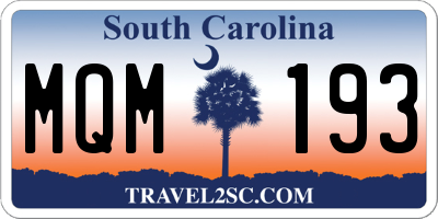 SC license plate MQM193