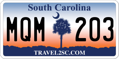 SC license plate MQM203