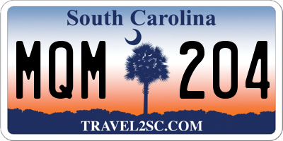 SC license plate MQM204