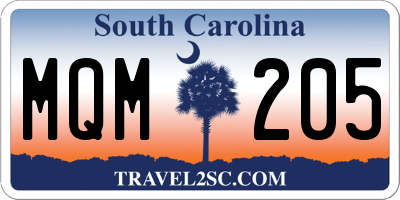 SC license plate MQM205