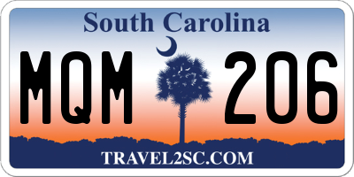 SC license plate MQM206