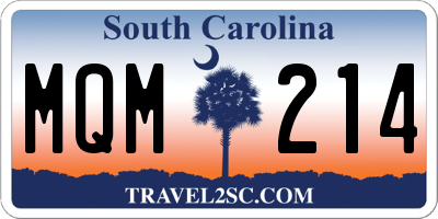 SC license plate MQM214