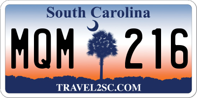 SC license plate MQM216