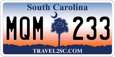 SC license plate MQM233