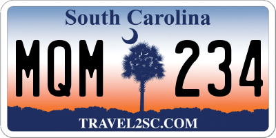 SC license plate MQM234