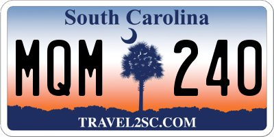 SC license plate MQM240