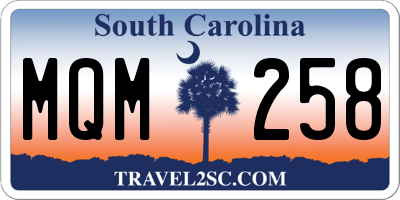 SC license plate MQM258
