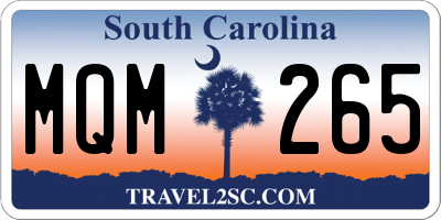 SC license plate MQM265