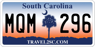 SC license plate MQM296