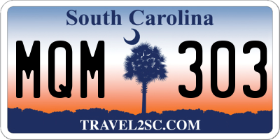 SC license plate MQM303