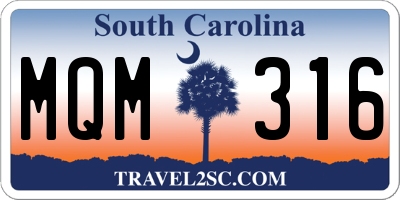 SC license plate MQM316
