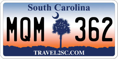 SC license plate MQM362