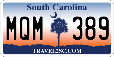 SC license plate MQM389