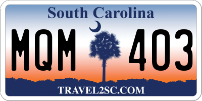 SC license plate MQM403