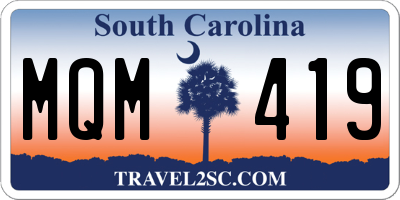 SC license plate MQM419