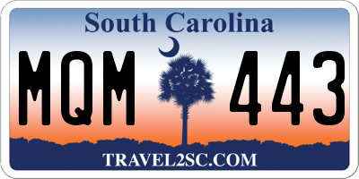 SC license plate MQM443