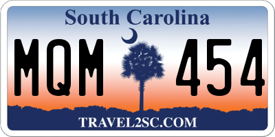 SC license plate MQM454