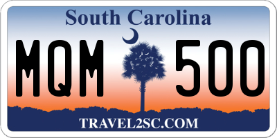 SC license plate MQM500