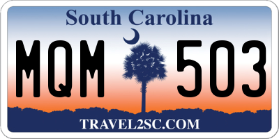 SC license plate MQM503