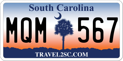 SC license plate MQM567