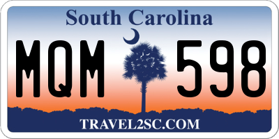 SC license plate MQM598