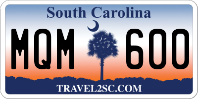 SC license plate MQM600