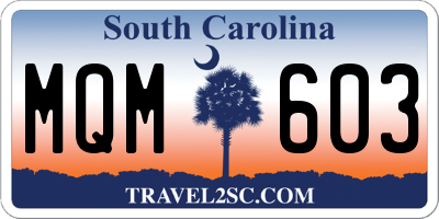 SC license plate MQM603