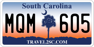 SC license plate MQM605