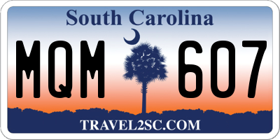 SC license plate MQM607