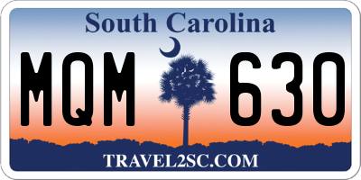 SC license plate MQM630