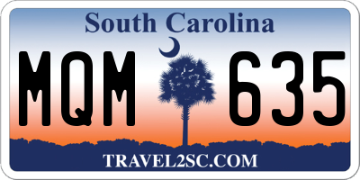 SC license plate MQM635